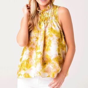 Joie Women's Green & Ivory Fern Sleeveless Silk Blend Top